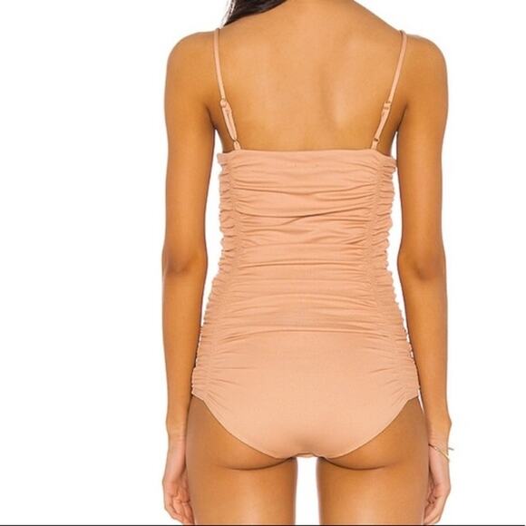 INTIMATELY FREE PEOPLE on your side tan ribbed ruched bodysuit size xs - Picture 9 of 9